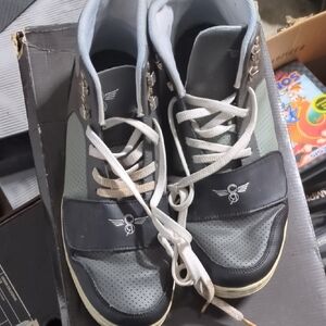 Gray and Black High-Top Sneakers